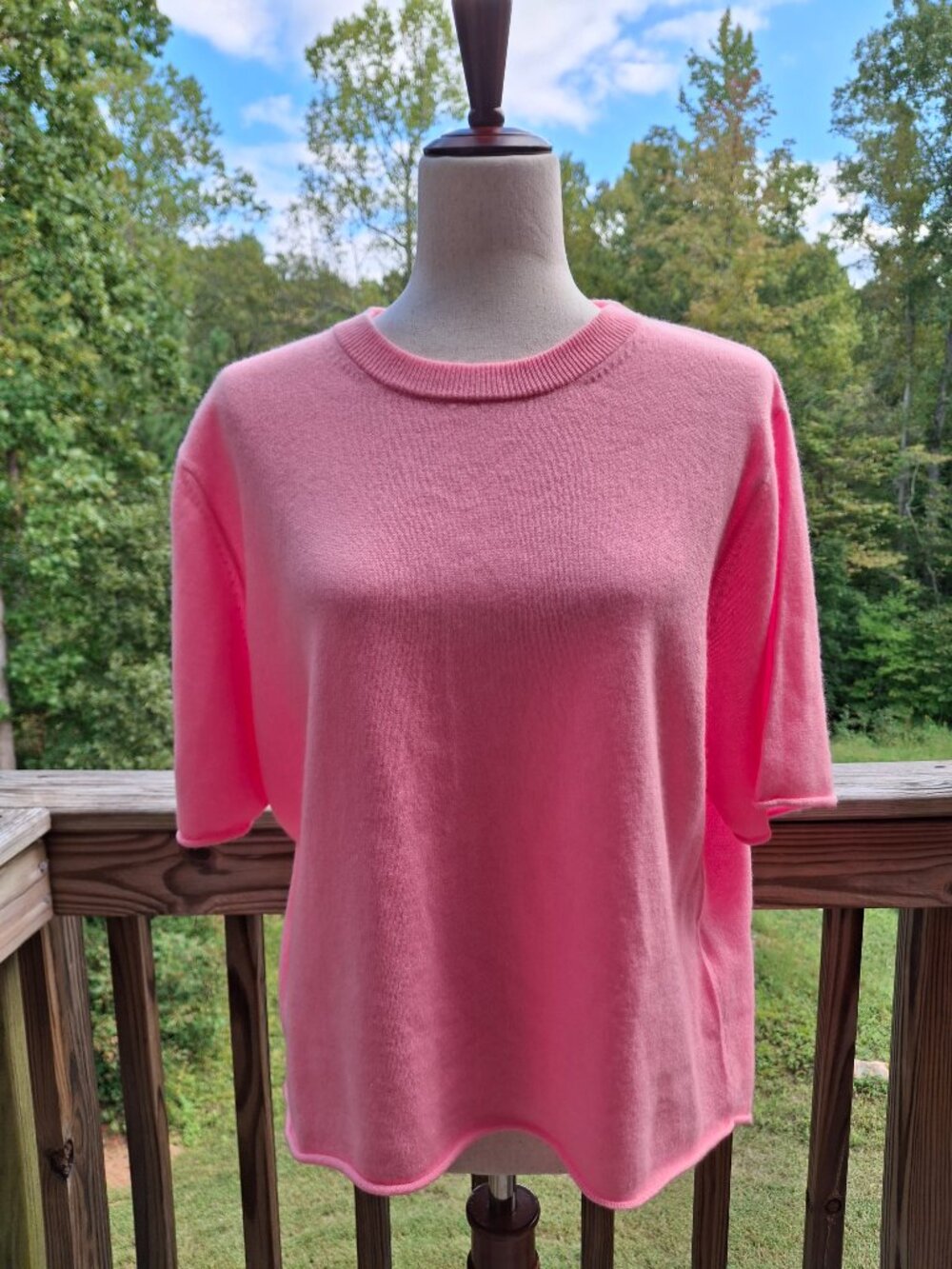 NWT Kujten Cashmere Tee Uni Bubblegum Pink Rose Bonbon T-Shirt 3 - M/L